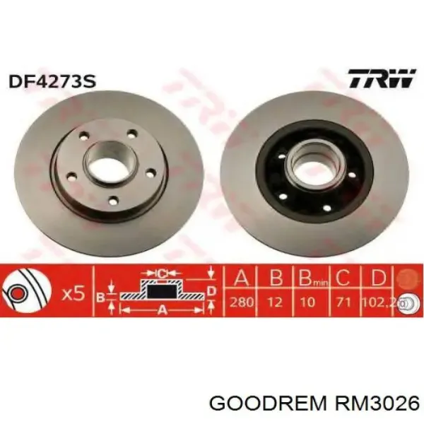 Disco de freno trasero Renault Trafic 2 FL