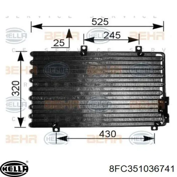 Condensador aire acondicionado 8FC351036741 HELLA