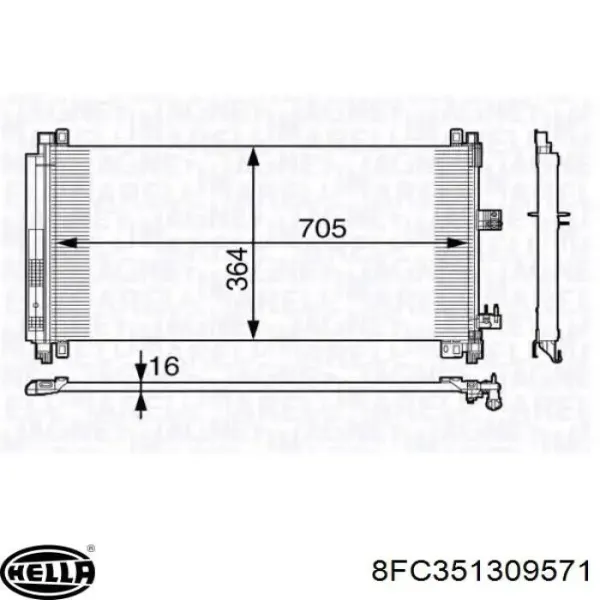 Condensador aire acondicionado 8FC351309571 HELLA