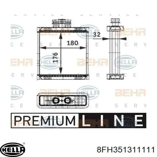 Radiador calefacción 8FH351311111 HELLA