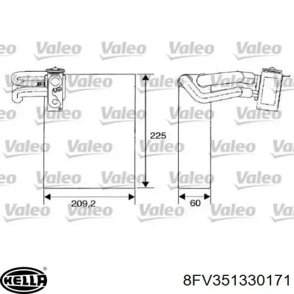 Evaporador de aire acondicionado 8FV351330171 HELLA