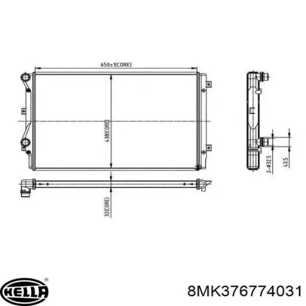 Radiador 8MK376774031 HELLA