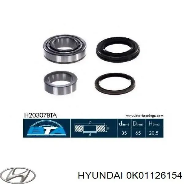 Retén interior del cubo trasero 0K01126154 Hyundai/Kia