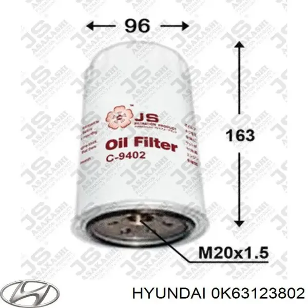 Filtro de aceite 0K63123802 Hyundai/Kia