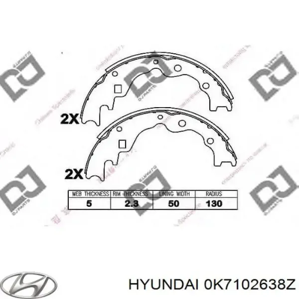 Zapatas de freno 0K7102638Z Hyundai/Kia