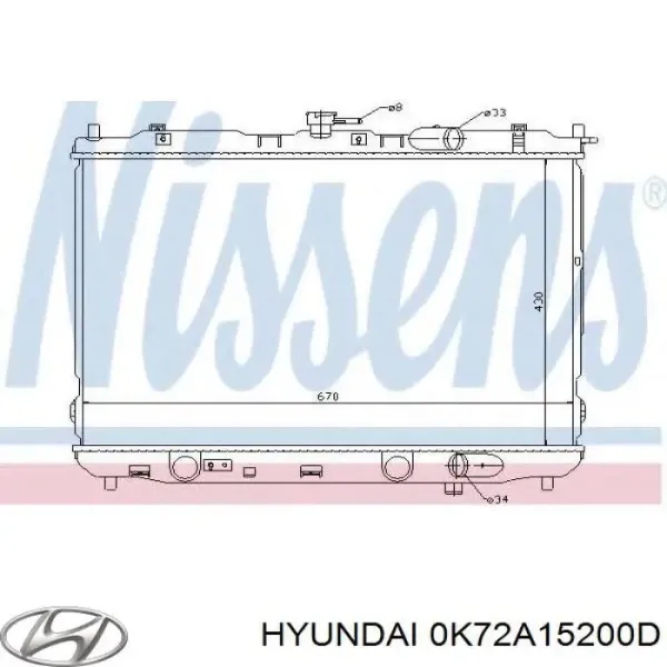Radiador 0K72A15200D Hyundai/Kia
