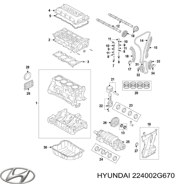 Tapa de balancines 224002G670 Hyundai/Kia