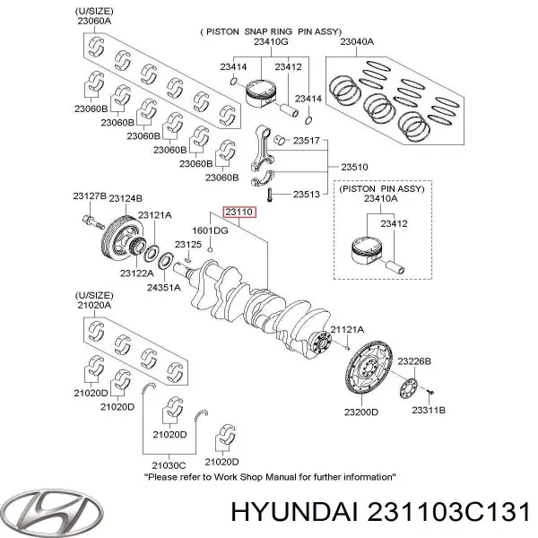 Cigüeñal 231103C131 Hyundai/Kia