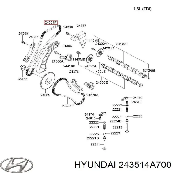 Cadena de distribución 243514A700 Hyundai/Kia