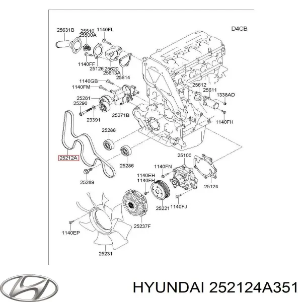 Correa de alternador 252124A351 Hyundai/Kia