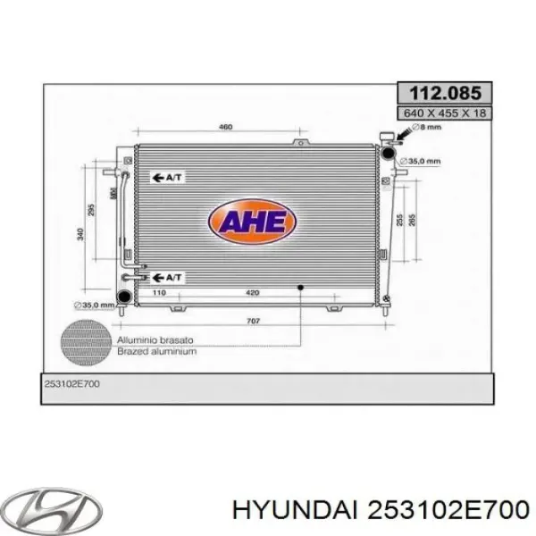 Radiador 253102E700 Hyundai/Kia