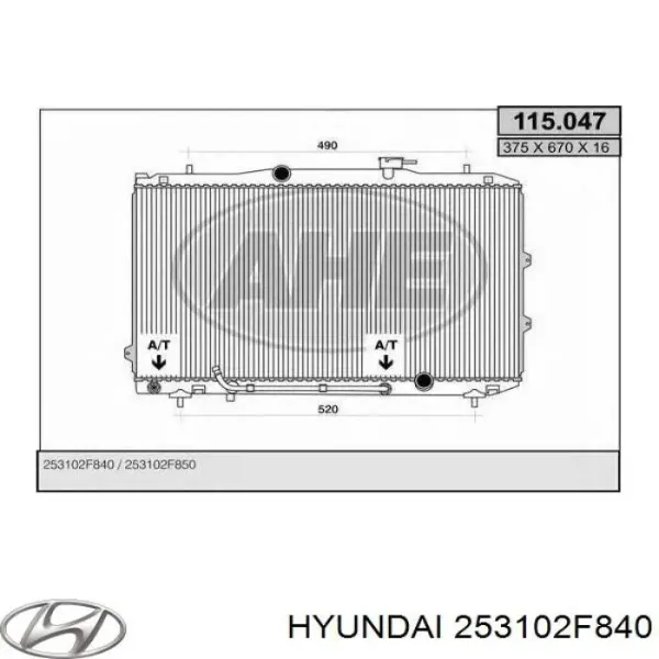 Radiador 253102F840 Hyundai/Kia