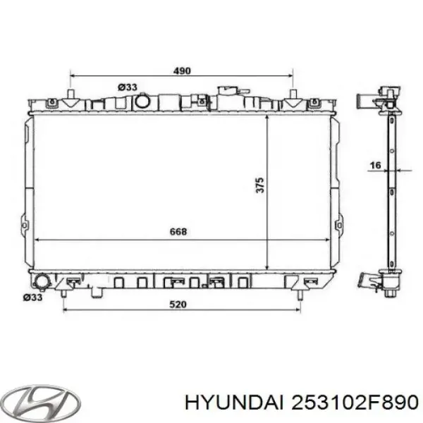 Radiador 253102F890 Hyundai/Kia