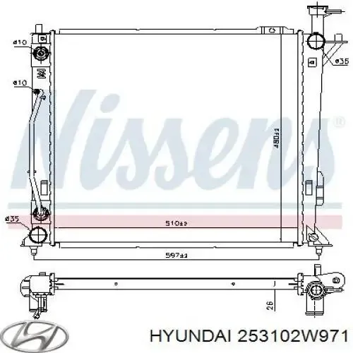 Radiador 253102W971 Hyundai/Kia