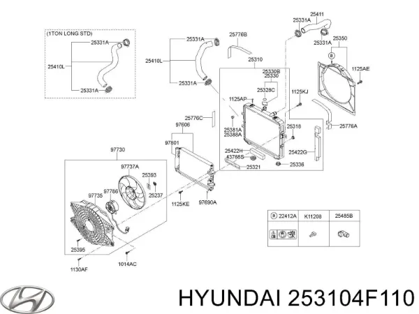 Radiador 253104F110 Hyundai/Kia