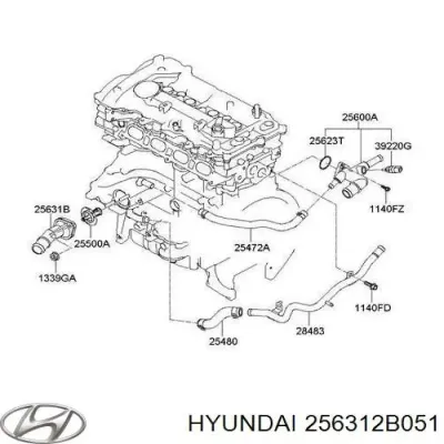 Tapa de termostato HYUNDAI 256312B051