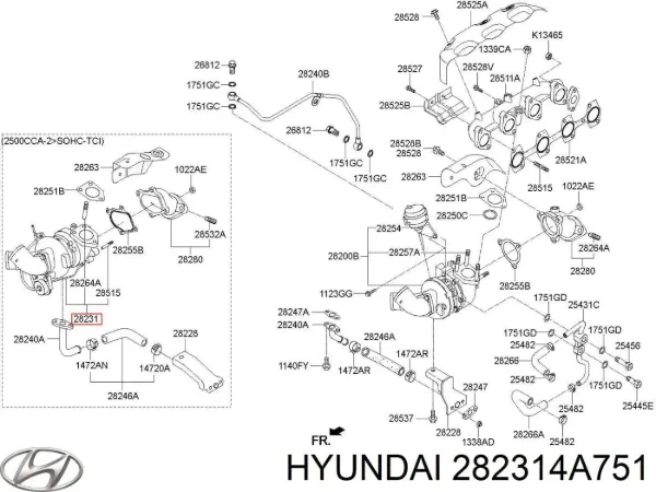 Turbocompresor 282314A750 Hyundai/Kia