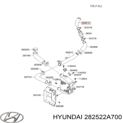 Tubo flexible de aire de sobrealimentación, de turbina HYUNDAI 282522A700