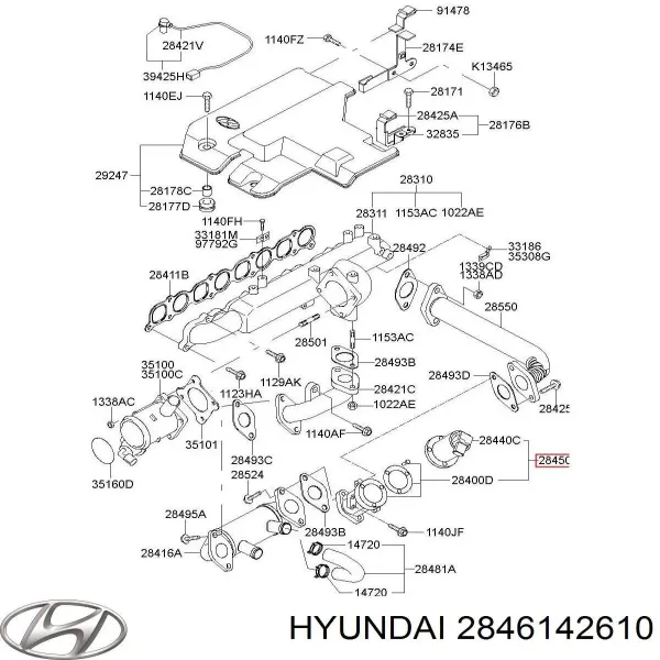Válvula EGR 2846142610 Hyundai/Kia