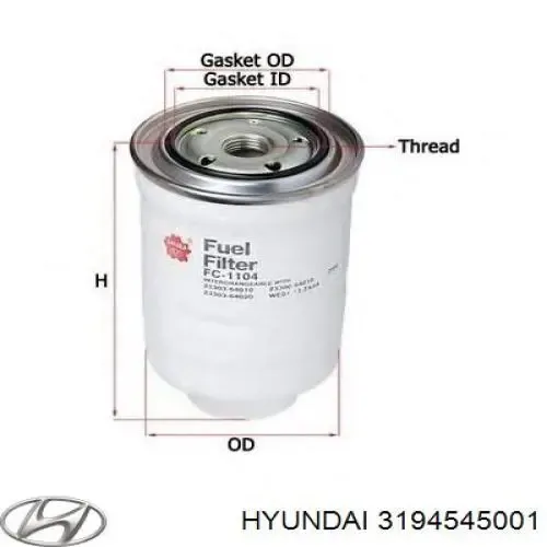 Filtro de combustible 3194545001 Hyundai/Kia