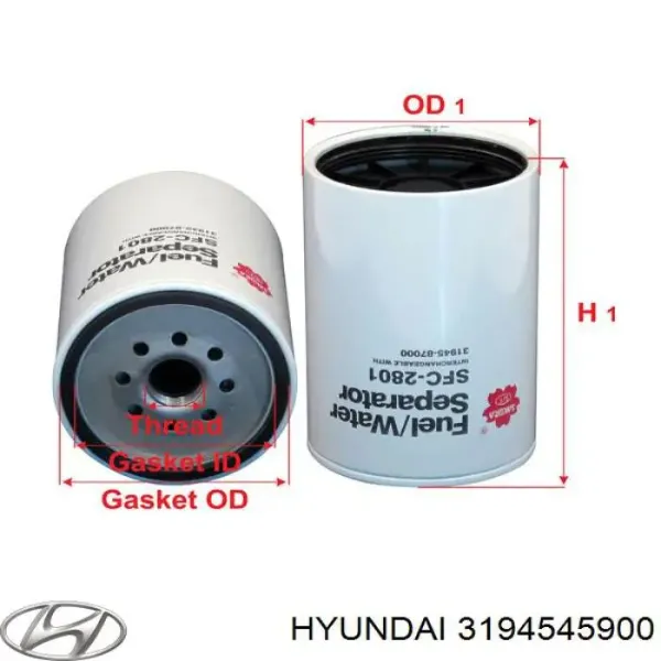 Filtro de combustible 3194545900 Hyundai/Kia