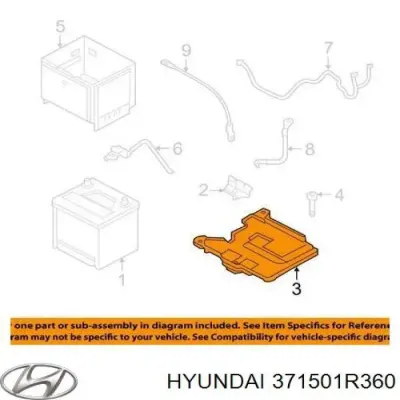 Bandeja de la batería HYUNDAI 371501R360
