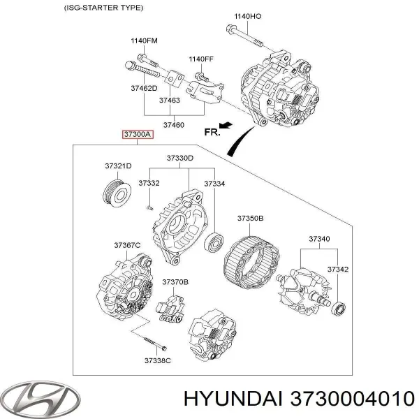Alternador 3730004010 Hyundai/Kia