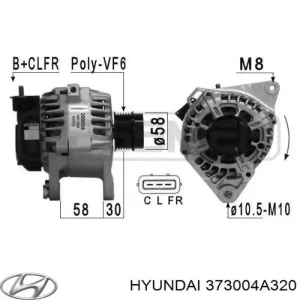 Alternador 373004A320 Hyundai/Kia