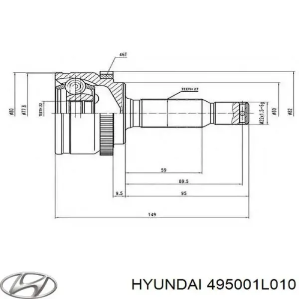 Junta homocinetica 495001L010 Hyundai/Kia