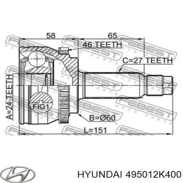 Junta homocinetica 495012K400 Hyundai/Kia