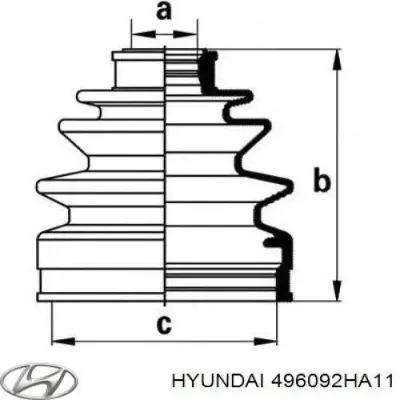 Fuelle exterior derecho de junta homocinética HYUNDAI 496092HA11