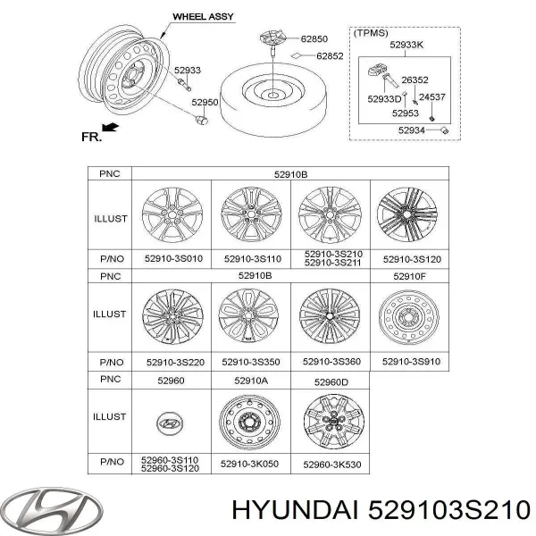 Llantas 529103S210 Hyundai/Kia