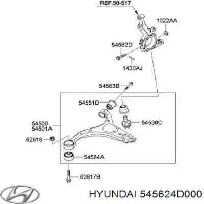 Tornillo de rótula de suspensión delantera a mangueta HYUNDAI 545624D000