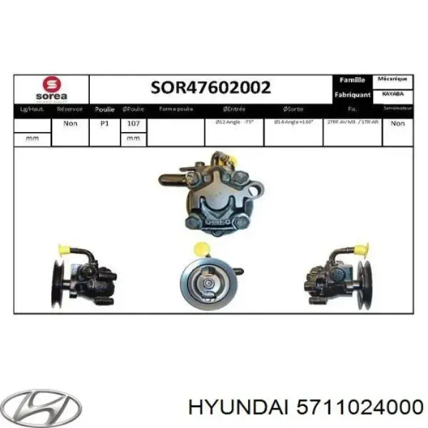 Bomba de dirección 5711024000 Hyundai/Kia