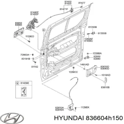 Manija exterior derecha de puerta corrediza HYUNDAI 836604H150