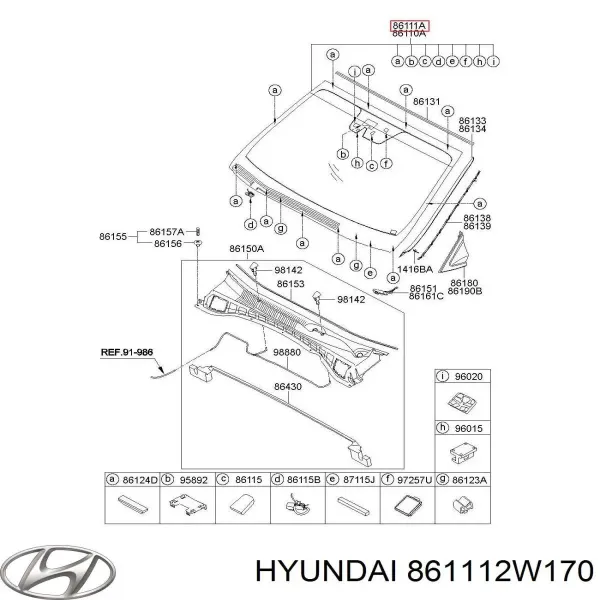 Parabrisas 861112W170 Hyundai/Kia