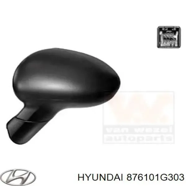 Espejo de retrovisor izquierdo 876101G303 Hyundai/Kia