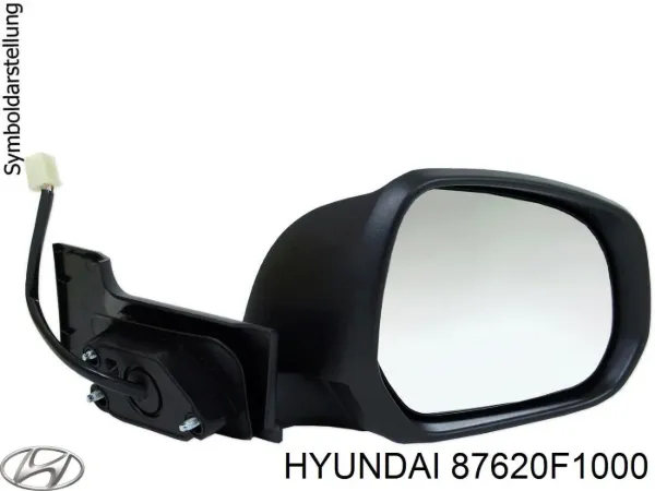 Espejo de retrovisor derecho 87620F1000 Hyundai/Kia