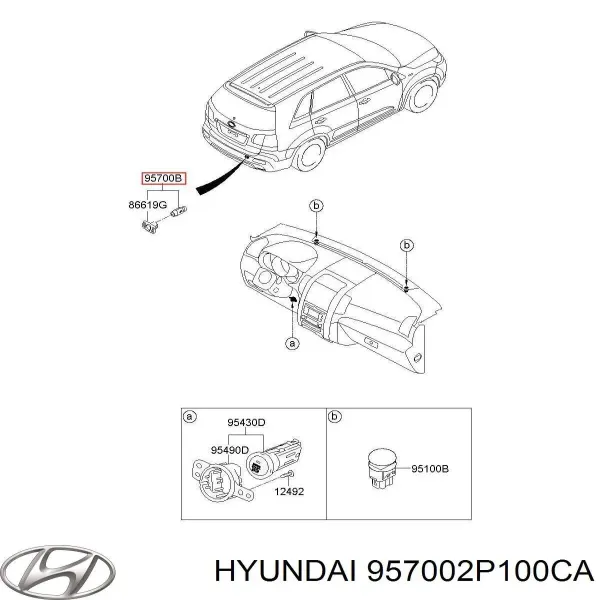 Sensor de aparcamiento trasero 957002P100CA Hyundai/Kia