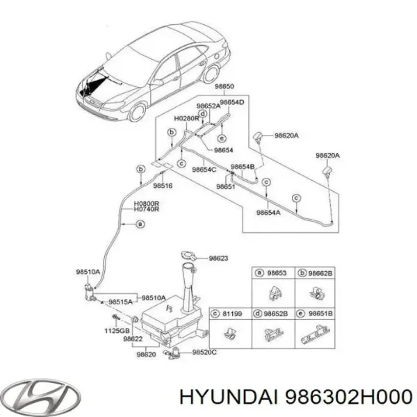Boquilla del lavaparabrisas izquierda 986302H000 Hyundai/Kia