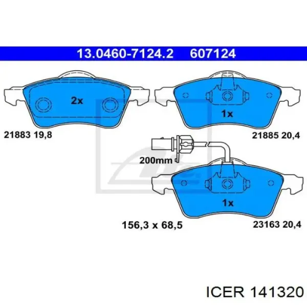 Pastillas de freno 141320 Icer