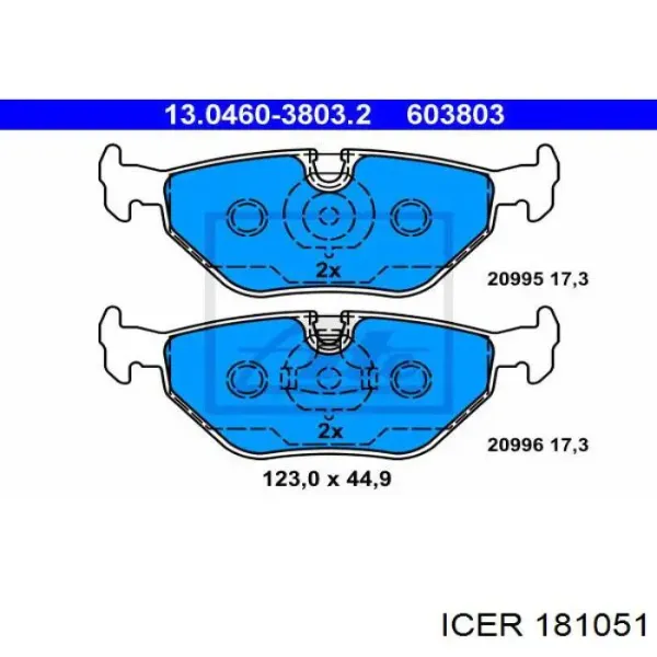Pastillas de freno traseras 181051 Icer