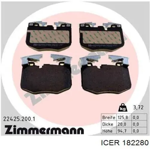 Pastillas de freno 182280 Icer