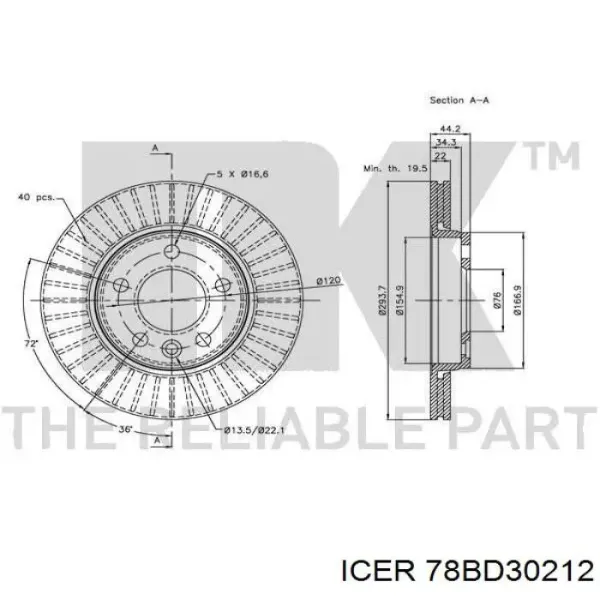Disco de freno trasero Volkswagen Transporter 7HB, 7HJ, 7EB, 7EJ