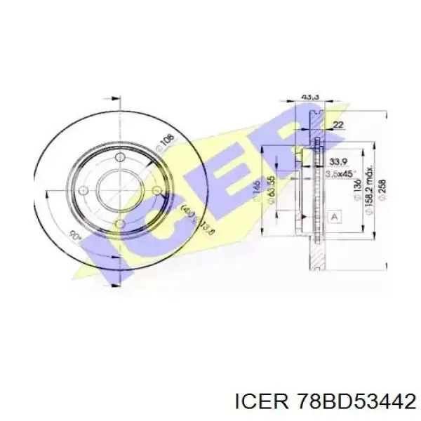 Disco de freno 78BD53442 Icer
