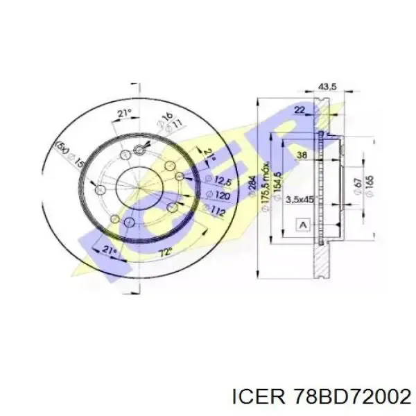 Disco de freno 78BD72002 Icer