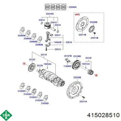 Volante motor 415028510 INA