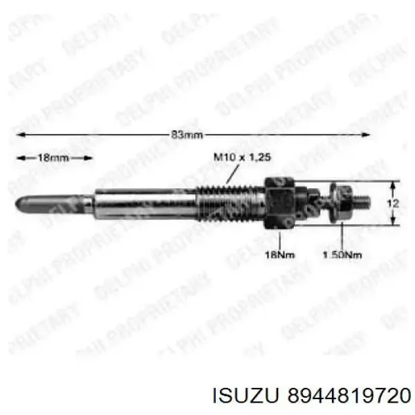 Bujía de precalentamiento 8944819720 Isuzu
