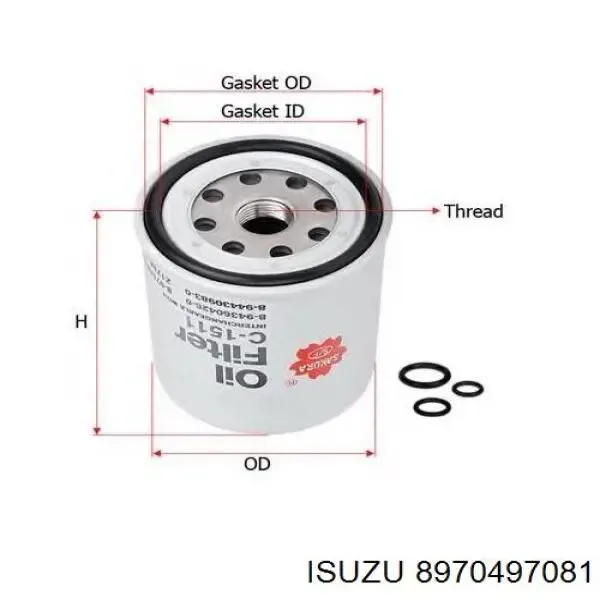Filtro de aceite 8970497081 Isuzu
