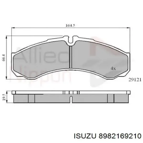 Pastillas de freno traseras 8982169210 Isuzu